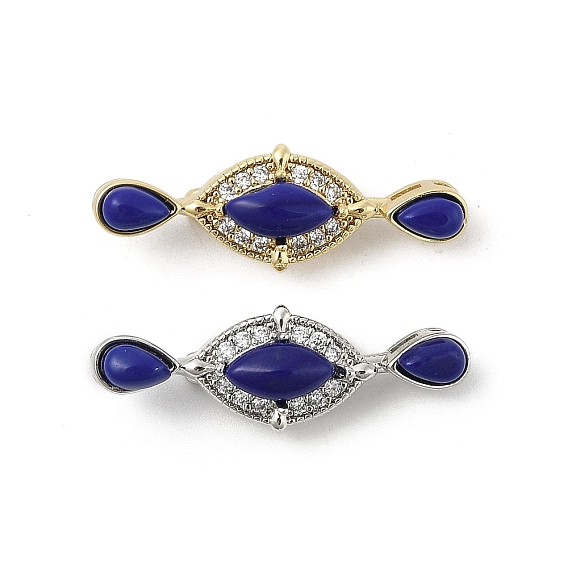 Застежки из латунного микрофибриллированного кубического циркония и оптимизированного лазурита, без кадмия, без никеля и без свинца, овальные