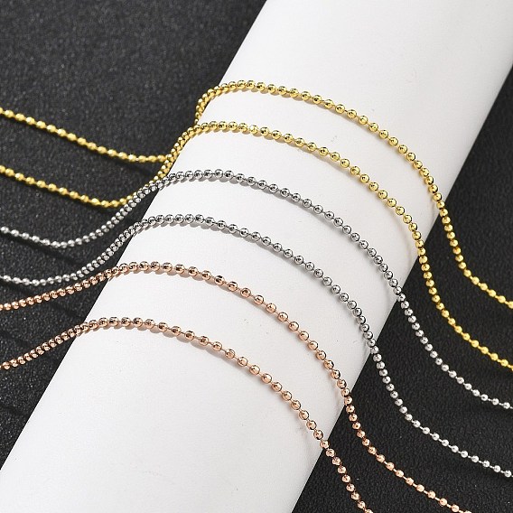 Ожерелья из латунных граненых шариков для женщин, 304 из нержавеющей стали застежкой омар, стойки покрытие, без свинца и без кадмия, долговечный