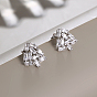 Brass Micro Pave Cubic Zirconia Stud Earrings, Tree