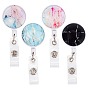 ABS Plastic Retractable Badge Reel, Card Holders, with Iron Alligator Clips, Flat Round
