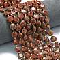 Натуральный красный кунжут яшма бисер пряди, граненый шестиугольный разрез, плоско-круглые, с бисером