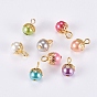 Glass Pearl Pendants, with Iron Findings, Round