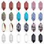 N24Pcs 12 Style Faceted No Hole Natural & Synthetic Gemstone for Wire Wrapped Pendants Making, Double Terminated Points