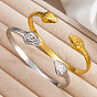 Double Snake 304 Stainless Steel Open Cuff Bangles for Women