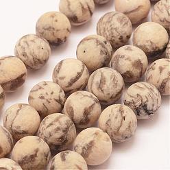 Natural Feldspar Bead Strands, Round, Frosted