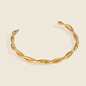 Минималистичные 304 браслеты-манжеты из нержавеющей стали, крутящиеся браслеты для женщин