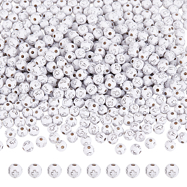 600 акриловые бусины с покрытием, серебристого металла, обвитыми, круглые с крестом