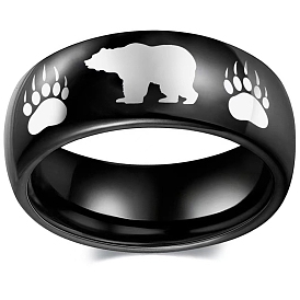 Кольца на пальцы из нержавеющей стали «Медведь и медвежья лапа», широкие мужские кольца