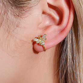 Cute Bee Ear Clip with Rhinestone Inlaid, Non-Pierced Earrings for Women