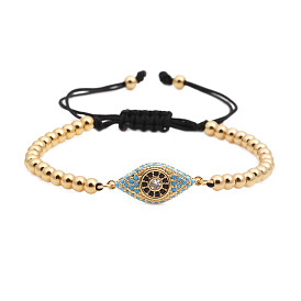 Copper Bead Micro Inlaid Zircon and Colorful Cubic Eye Bracelet