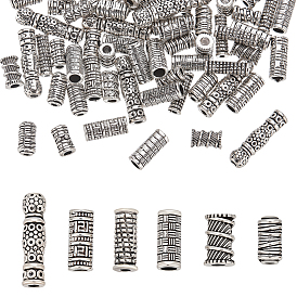 60шт 6 стили тибетский стиль сплав трубчатые бусины, колонка