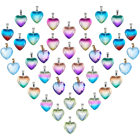 40Pcs 10 Colors Handmade Lampwork Pendants, Heart Charms