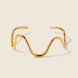 Индивидуальный волнообразный дизайн 304 открытые браслеты-манжеты из нержавеющей стали для женщин