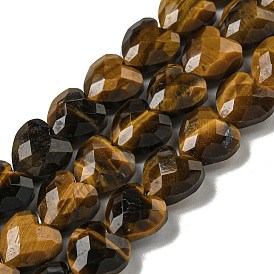 Natural Tiger Eye Beads Strands, Faceted, Heart