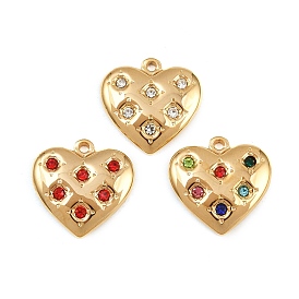 304 подвески из нержавеющей стали Rhinstone, сердце, реальный 18 k позолоченный, ионное покрытие (ip)