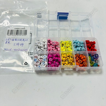 10 colores cuentas acrílicas opacas, plano redondo con expresión