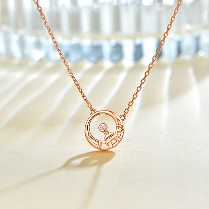 Collier tour de fer en argent vintage classique avec zircon micro-incrusté
