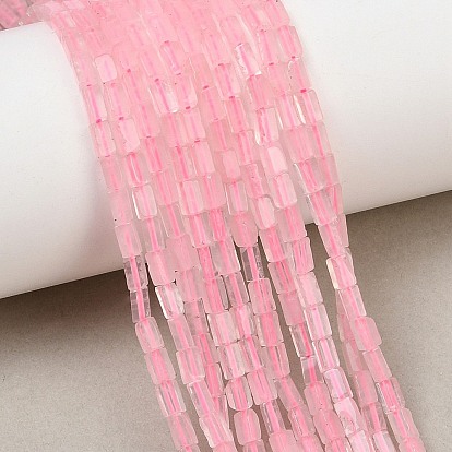 Natural Rose Quartz Beads Strands, Cuboid