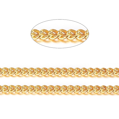 Brass Twisted Chains, Curb Chains, Unwelded, with Spool, Lead Free & Cadmium Free, about 301.83 Feet(92m)/roll
