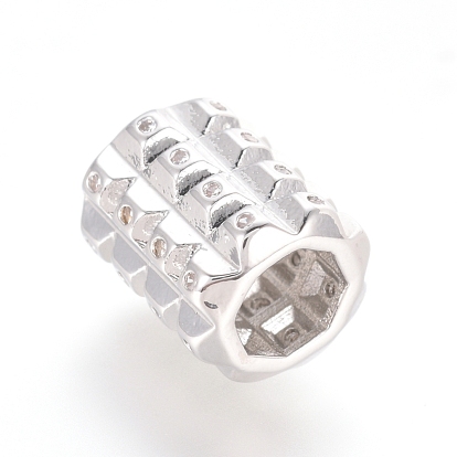 Brass Micro Pave Cubic Zirconia Beads, Column