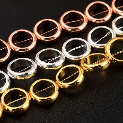 Non-magnetic Synthetic Hematite Beads Strands, Galvanic Plating(Color Retention for 1 Year), Ring