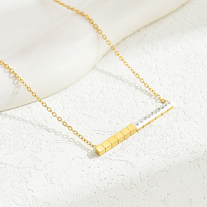 Геометрические 201 прямоугольные подвески из нержавеющей стали со стразами, простой и элегантный