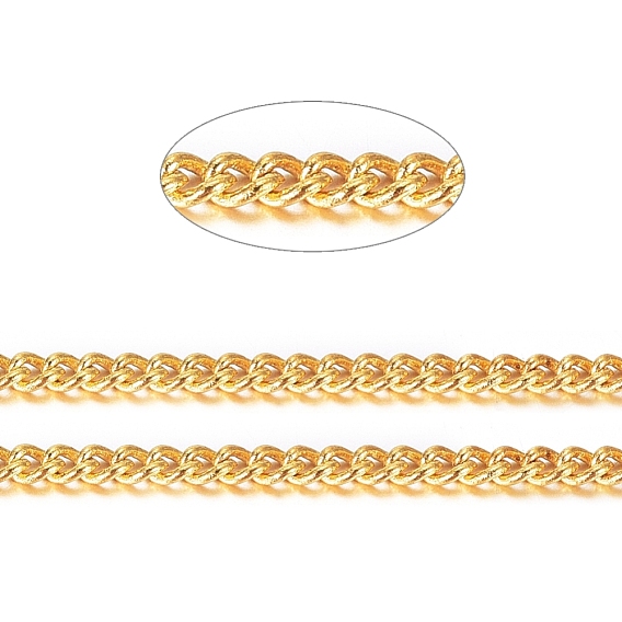 Brass Twisted Chains, Curb Chains, Unwelded, with Spool, Lead Free & Cadmium Free, about 301.83 Feet(92m)/roll
