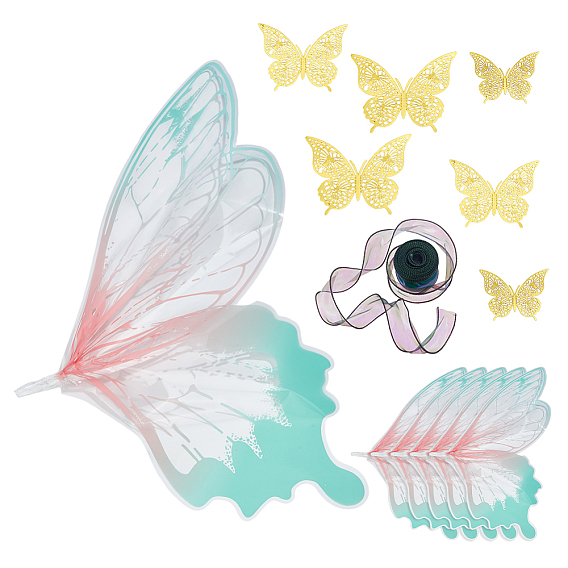 Пластиковая подарочная цветочная упаковочная бумага для букетов, крылья, с отделкой из нейлонового кружева