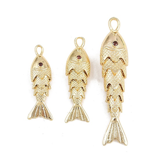 Латунные микро проложить кубического циркония подвески, рыбы прелести, стойки покрытие, долговечный, без свинца и без кадмия