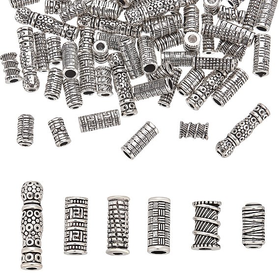 60шт 6 стили тибетский стиль сплав трубчатые бусины, колонка
