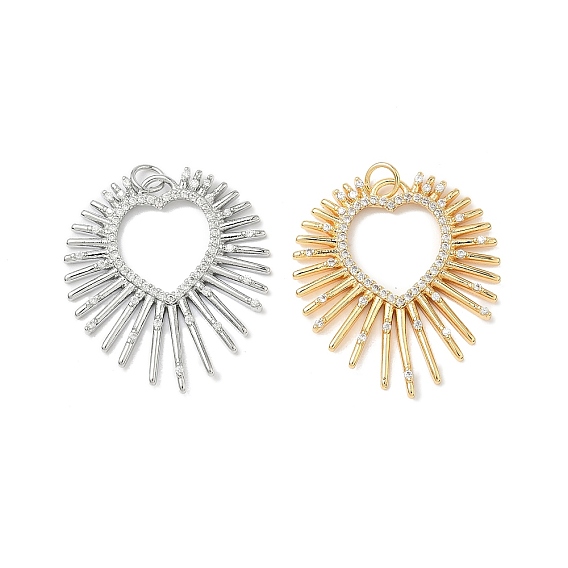 Латунные микропаве прозрачные подвески с фианитом, сердце прелести, с целью перехода в кольце