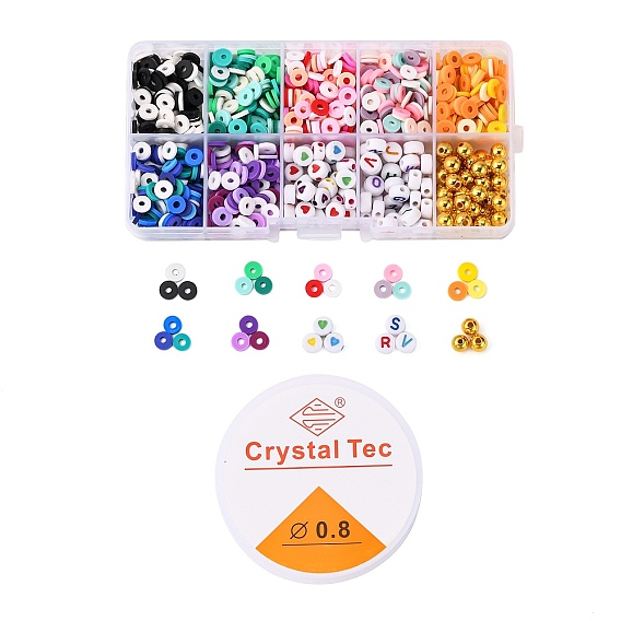 Наборы для изготовления браслета серфера хейши своими руками, включая диск из полимерной глины, акриловые и круглые пластиковые бусины с сердечком и буквами