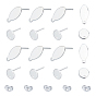 304 Stainless Steel Stud Earring Findings, Flat Plate and Ear Nuts, Oval & Flat Round