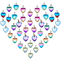 40Pcs 10 Colors Handmade Lampwork Pendants, Heart Charms