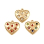 304 подвески из нержавеющей стали Rhinstone, сердце, реальный 18 k позолоченный, ионное покрытие (ip)