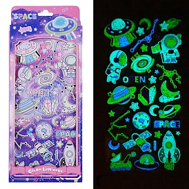 30Pcs Luminous PVC 3D Space Adhesive Sticker Sets, Waterproof Planet Decals, Glow in Dark, for Kid's Art Craft