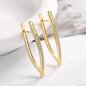 Fashionable Geometric Earrings with Zircon Inlay - Irregular V-shaped Triangle Ear Studs