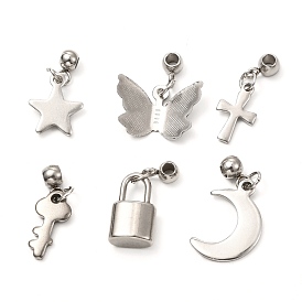 304 Stainless Steel Pendant, with 304 Stainless Steel Letter Charms & Tube Bails