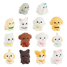 28шт. 14 стили миниатюрных моделей собак из смолы, аксессуары для кукольного домика с микро-ландшафтом, притворяясь опорными украшениями