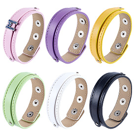 6шт. 6 браслеты из искусственной кожи разных цветов, браслеты с защелкой для женщин и мужчин