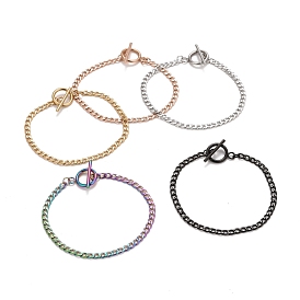304 Stainless Steel Chain Bracelets for Women or Men, Curb Chain Bracelets