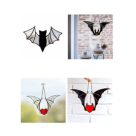 Halloween Stained Acrylic Window Planel with Chain, for Suncatchers Window Home Hanging Ornaments