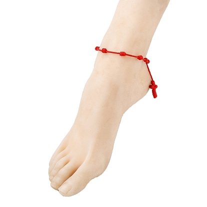 Adjustable Nylon Thread Braided Anklets, Cross
