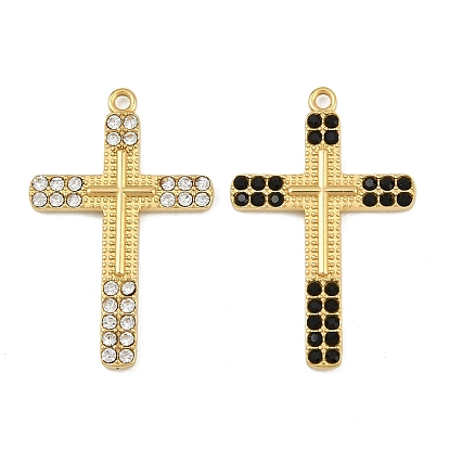 304 из нержавеющей стали горный хрусталь подвески, религия крест прелести, вакуумное покрытие pvd, реальный 18 k позолоченный