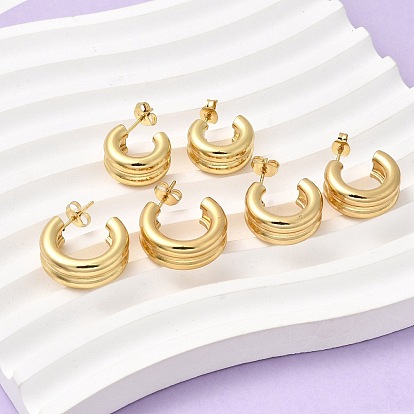 Двухслойные серьги-гвоздики в форме буквы С из нержавеющей стали, с 201 штифтов из нержавеющей стали, вакуумное покрытие pvd