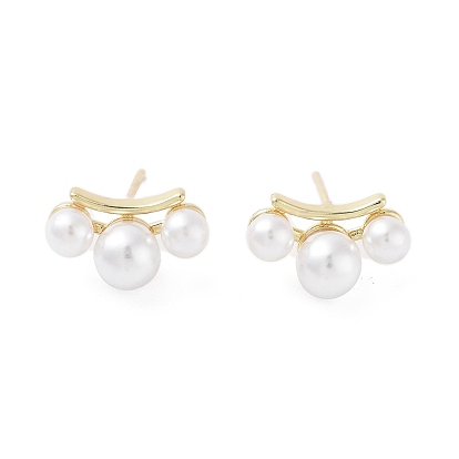 Латунная серьга-гвоздик с покрытием стойки, с пластиковой имитационной жемчужиной, без кадмия и без свинца, долговечный