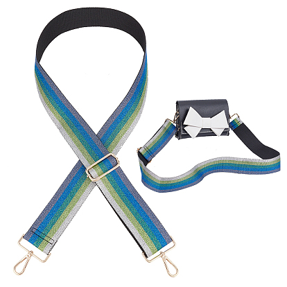 Регулируемые лямки для сумки из полиэстера с блестками и полосатым узором, с поворотными застежками сплава