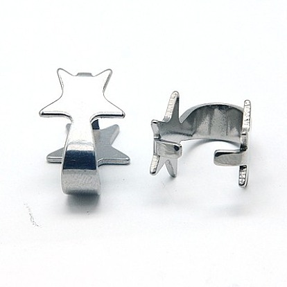 304 Stainless Steel Snap on Bails, 15.5x11mm, Pin: 2x1mm