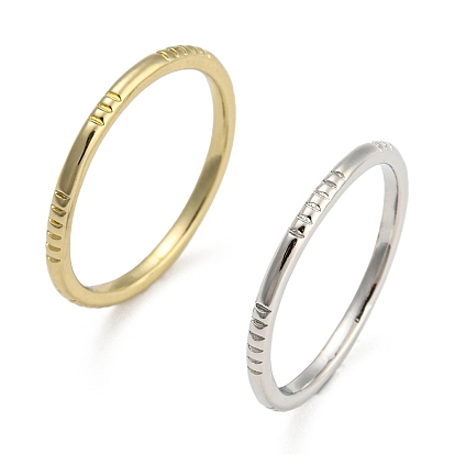 Rack Plating Brass Rings, Long-Lasting Plated, Textured Stackable Thin Ring for Women
