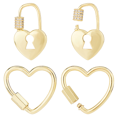 4 шт. 2 стили латунные микропаве прозрачные кубические цирконии с винтовым карабином и замком, для изготовления ожерелий, быстрые ссылки